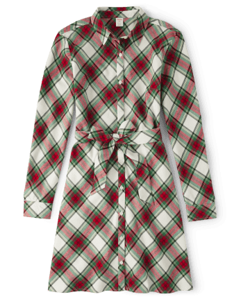 Womens Matching Family Plaid Shirt Dress - Family Celebrations