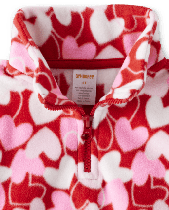Girls Heart Fleece Half Zip - Valentine Cutie