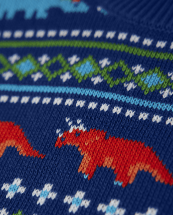 Boys Dino Fairisle Sweater - Dino-Mite