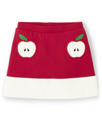 Girls Striped Apple Top And Applique Apple Ponte Skort Set - Head of the Class