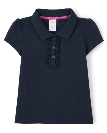 Girls Ruffle Polo with Stain Resistance 4-Pack - Uniform