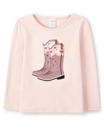 Girls Embroidered Cowgirl Boots Top And Embroidered Flower Skort Set - County Fair