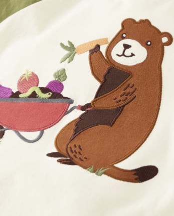 Top de marmota bordado para niños - Little Sprout