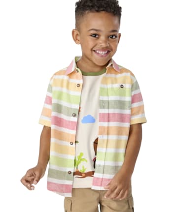 Boys Matching Family Striped Button Up Shirt - Little Sprout