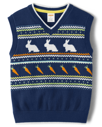 Boys Intarsia Bunny Sweater Vest - Spring Celebrations