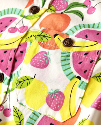 Boys Fruit Button Up Shirt - Festive Fruit