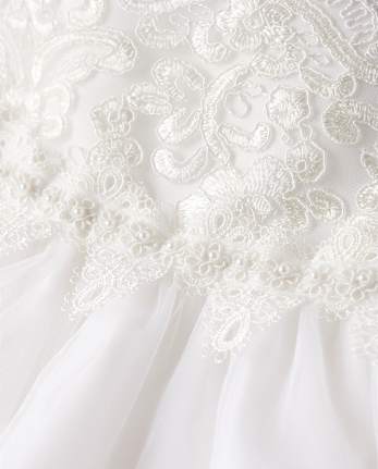 Girls Lace Applique Tiered Dress - Special Occasions