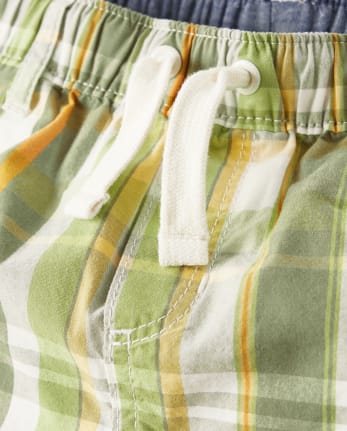 Boys Plaid Pull On Shorts - Little Sprout