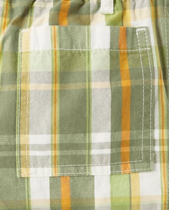 Boys Plaid Pull On Shorts - Little Sprout