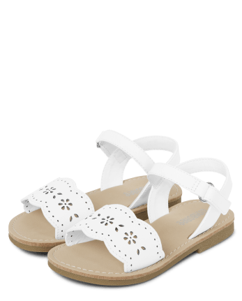 Girls Perforated Floral Sandals | Gymboree - WHITE