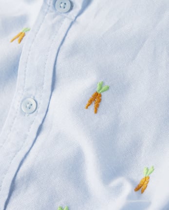 Boys Schiffli Carrot Button Up Shirt - Spring Celebrations