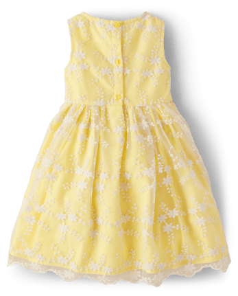 Girls Embroidered Floral Lace Dress