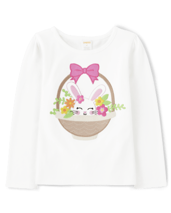 Girls Embroidered Basket Top - Spring Celebrations