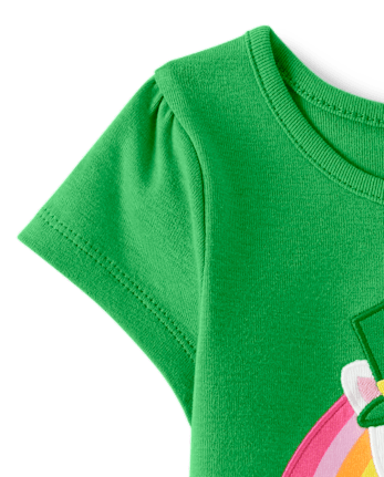 Girls Embroidered Cat Top - Little Leprechaun