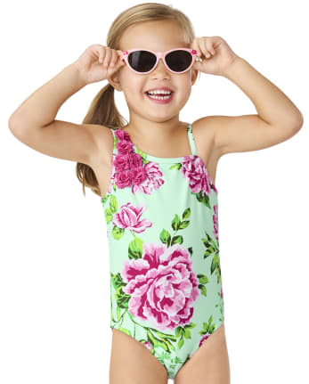 Girls Sleeveless Floral One Piece Swimsuit - Splish-Splash