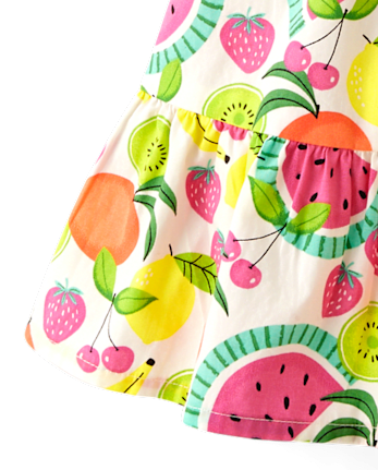Girls Fruit Ruffle Dress - Festive Fruit