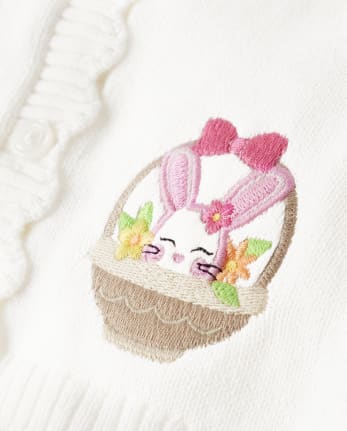 Cardigan lapin brodé bébé fille - Célébrations du printemps