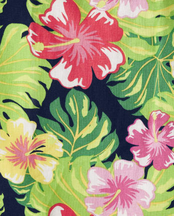 Womens Matching Family Tropical Linen Flutter Dress - Aloha