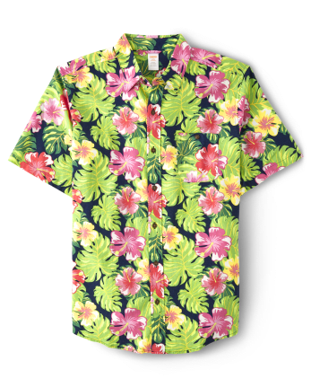 Mens Matching Family Tropical Button Up Shirt - Aloha