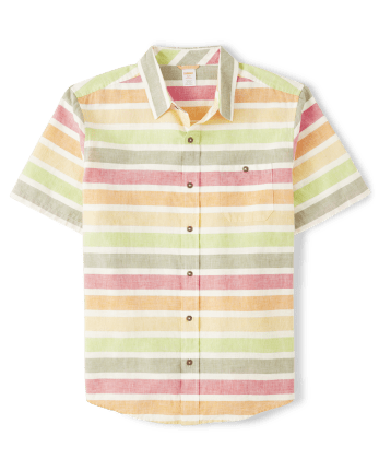 Mens Matching Family Short Sleeve Striped Button Up Shirt - Little ...