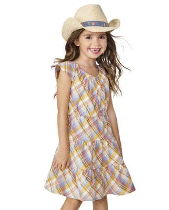 Girls Matching Family Plaid Tiered Dress - Country Trail