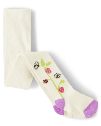 Girls Strawberry Tights - Little Sprout