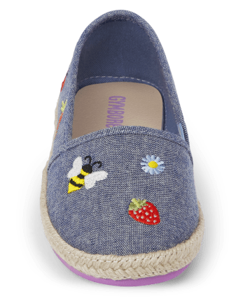 Alpargatas planas con icono bordado para niñas - Little Sprout