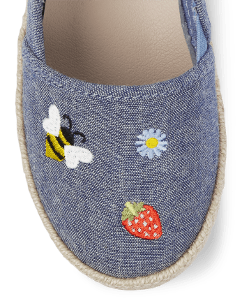 Alpargatas planas con icono bordado para niñas - Little Sprout