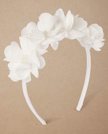 Diadema floral con perlas para niñas - Ocasión especial