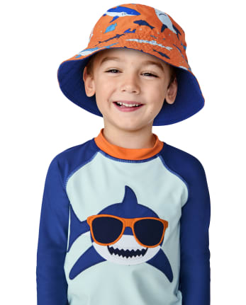 Boys Reversible Shark Bucket Hat - Splish-Splash