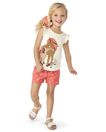 Girls Floral Paper Bag Waist Shorts - Country Trail