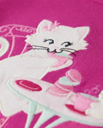 Girls Embroidered Cat Top - Time for Tea