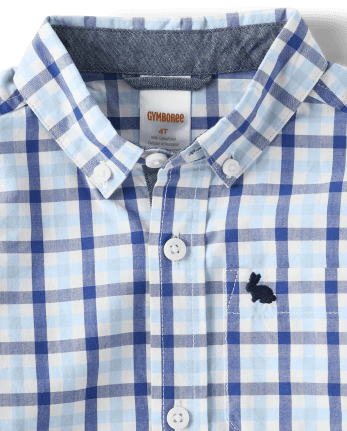 Chemise boutonnée à carreaux Dad And Me pour garçons - Bleu Belle