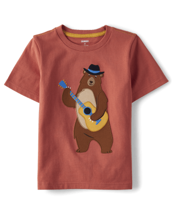 Boys Embroidered Bear Top - Country Trail