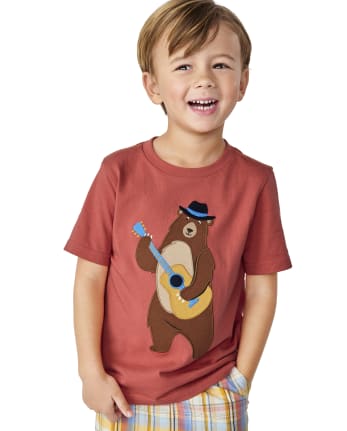Boys Embroidered Bear Top - Country Trail