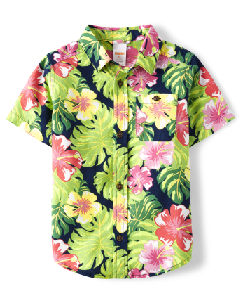 Boys Matching Family Tropical Button Up Shirt - Aloha