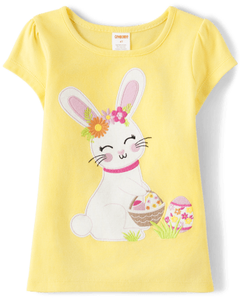 Top de conejita bordado para niñas - Celebraciones de primavera