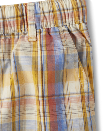 Boys Plaid Pull On Shorts - Country Trail