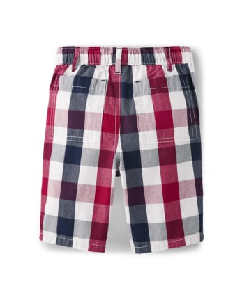 Boys Plaid Pull On Shorts - American Cutie