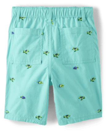Boys Schiffli Turtle Fish Pull On Shorts - Save the Seas