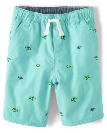 Boys Schiffli Turtle Fish Pull On Shorts - Save the Seas