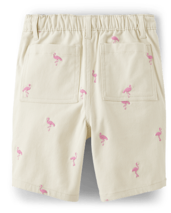 Boys Schiffli Flamingo Pull On Chino Shorts - Tropical Paradise