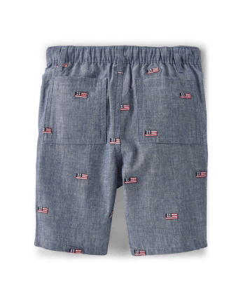 Pantalones cortos sin cordones con bandera americana Schiffli para niños - American Cutie