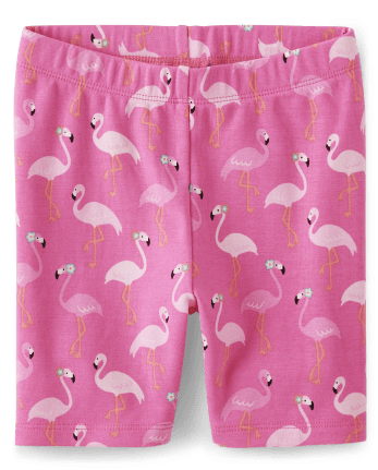 Girls Flamingo Bike Shorts - Tropical Paradise