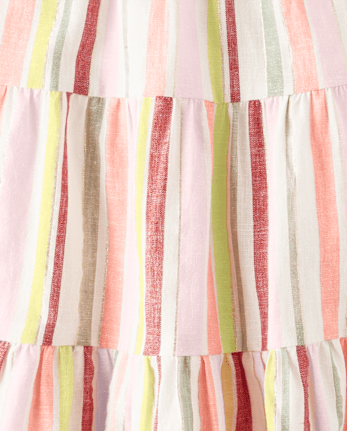 Girls Mommy And Me Striped Tiered Dress - Fairytale Forest