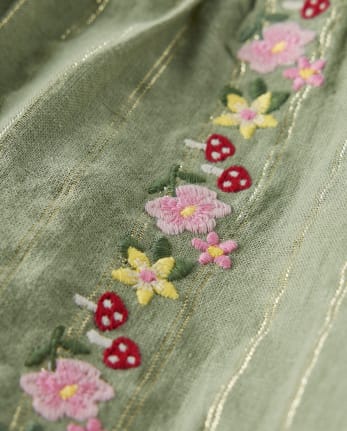Robe fleurie brodée pour fille - Forêt de contes de fées