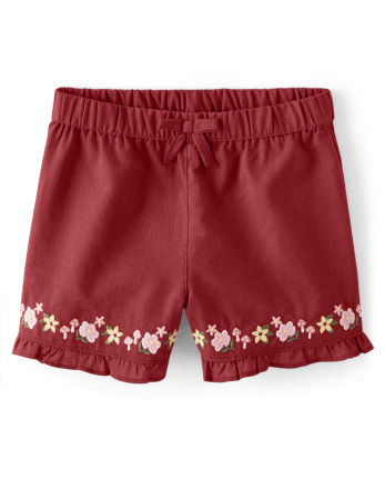 Girls Embroidered Floral Ruffle Shorts - Fairytale Forest