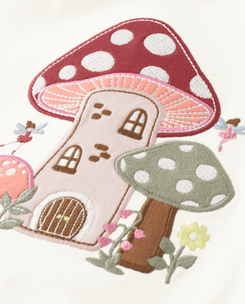 Girls Embroidered Mushroom Top - Fairytale Forest