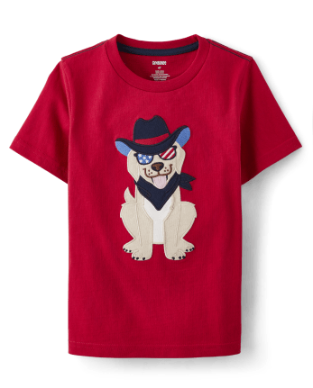 Boys Embroidered Dog Top - American Cutie