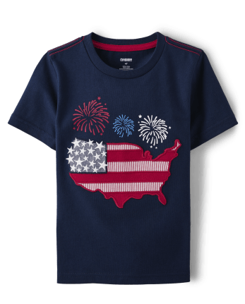 Boys Embroidered America Fireworks Top - American Cutie